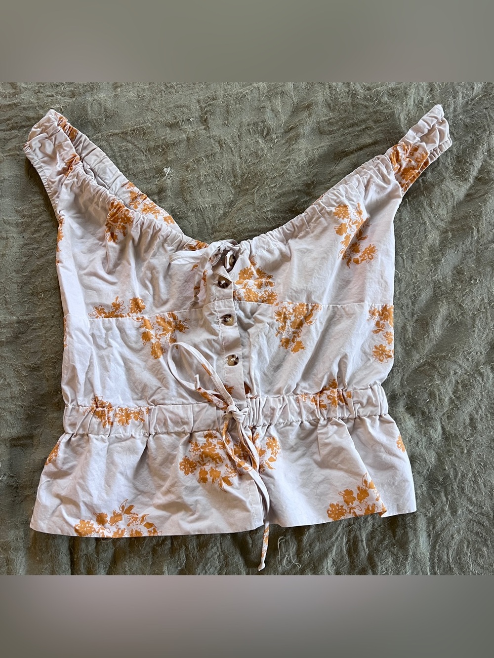 Ciao Lucia Floral Cottagecore Peplum Milkmaid Peasant Tank Top Size XS